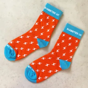 Orange Lightning Bolt Diabetes UK Socks (INT)