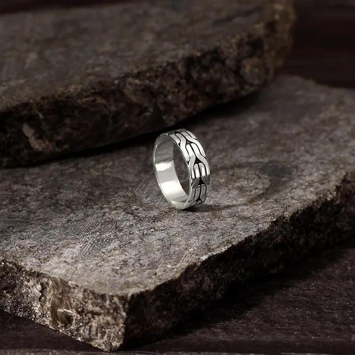 Oxidised Silver Blissful Retreat Ring For Him