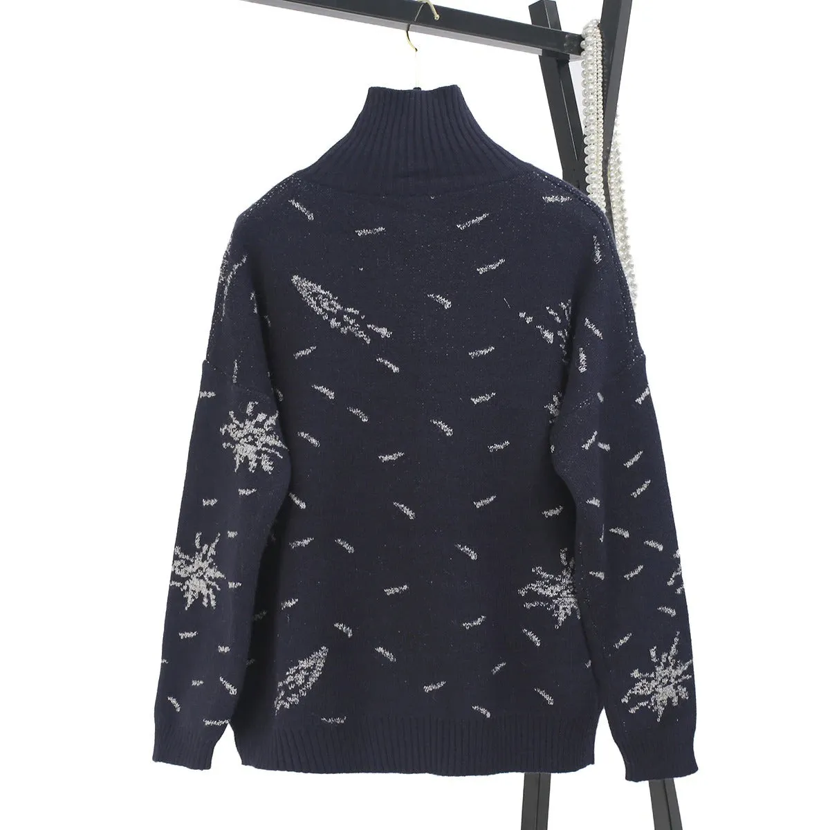 'Peter Pan' Navy Turtleneck Sweater