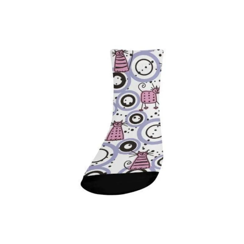 Pink Cats Unisex Mini Crew Socks by Cute Cats Store