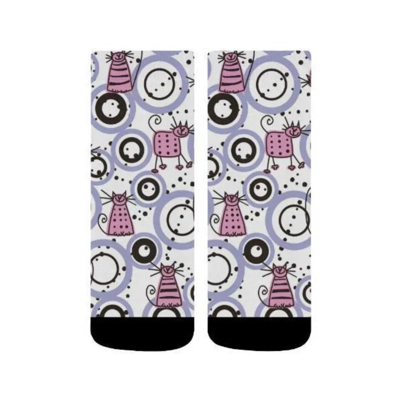 Pink Cats Unisex Mini Crew Socks by Cute Cats Store