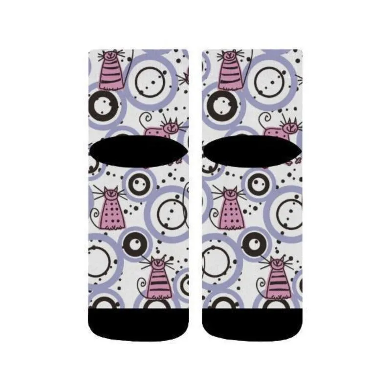 Pink Cats Unisex Mini Crew Socks by Cute Cats Store