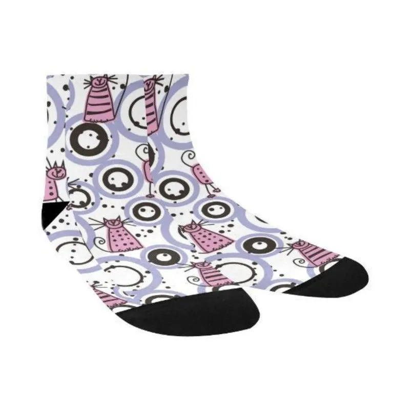 Pink Cats Unisex Mini Crew Socks by Cute Cats Store