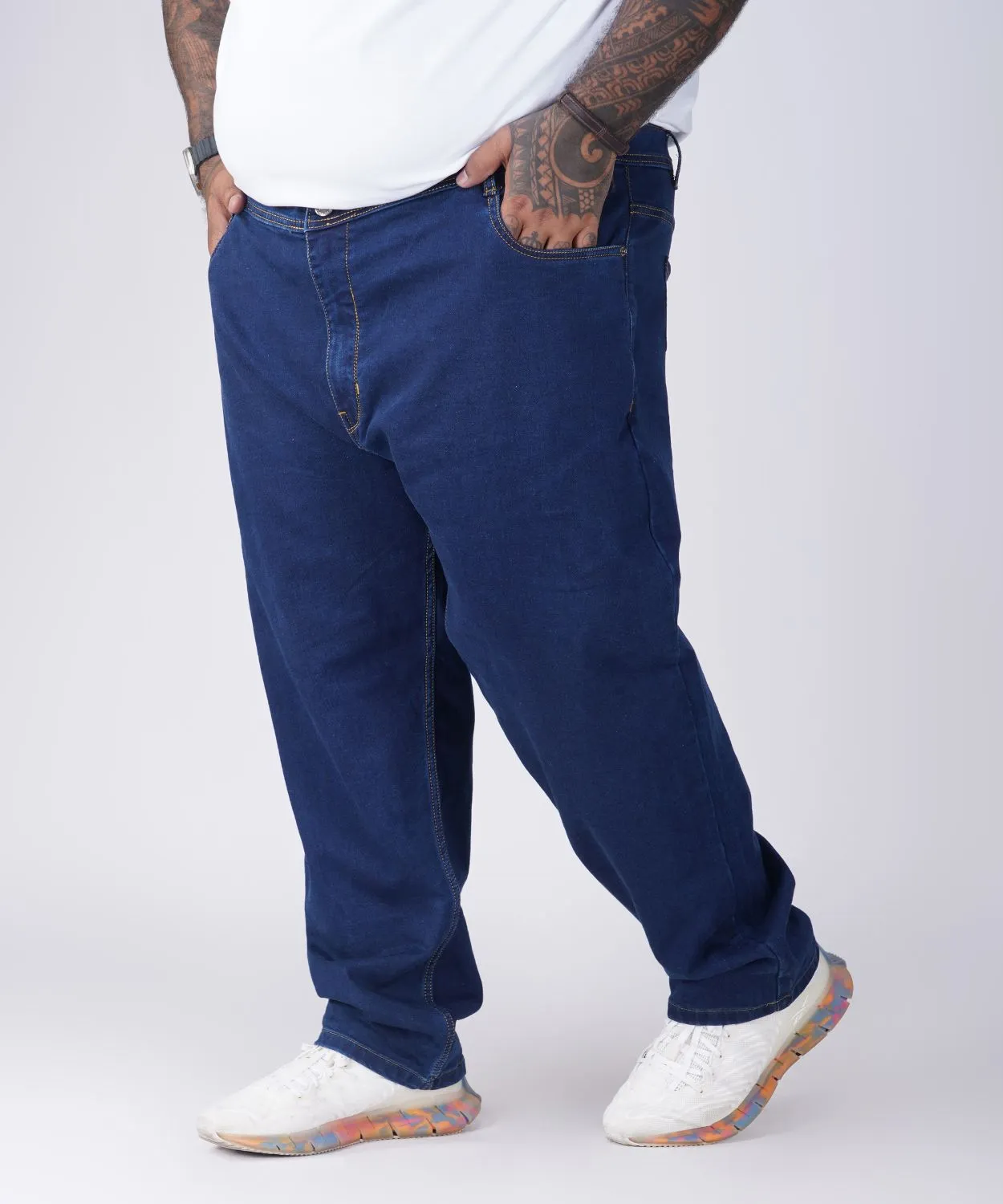 Plus Size Men Dark Blue Comfort Fit Jeans