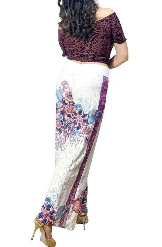 printed lace wide leg tango pants