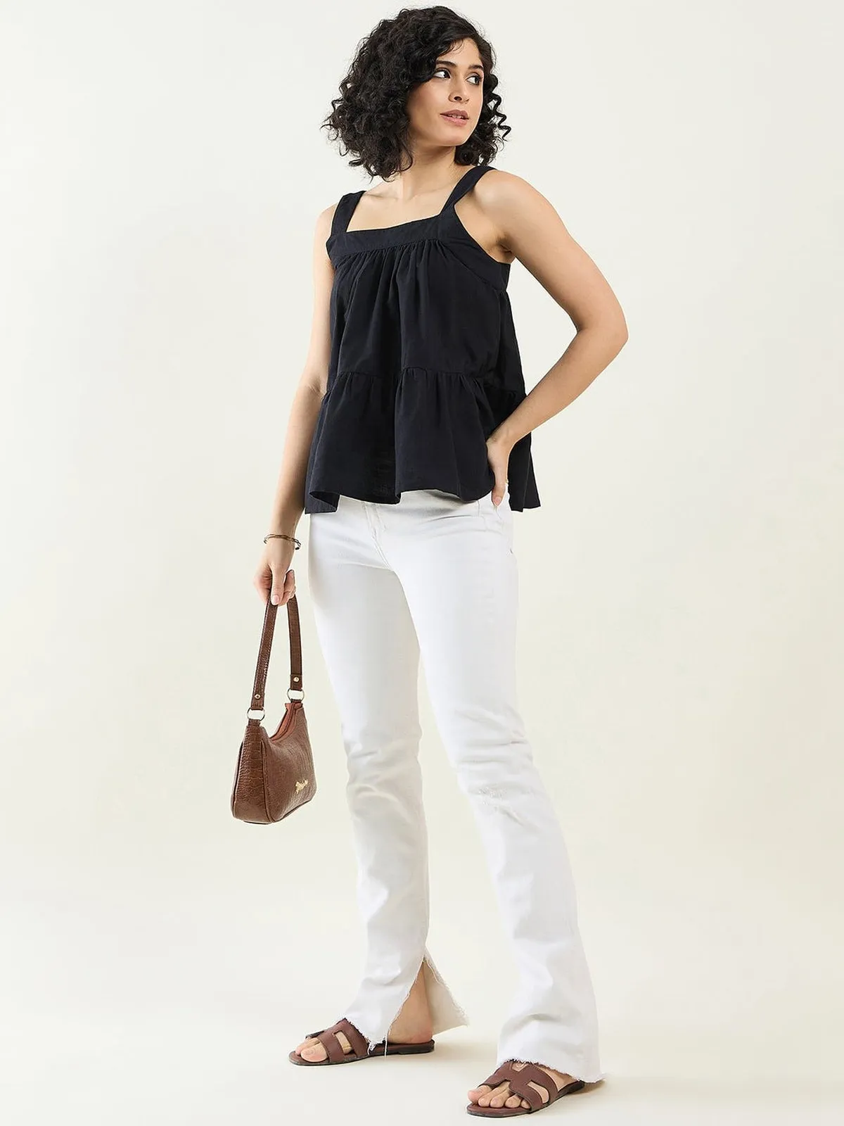 Pure Cotton Flared Tiered Top