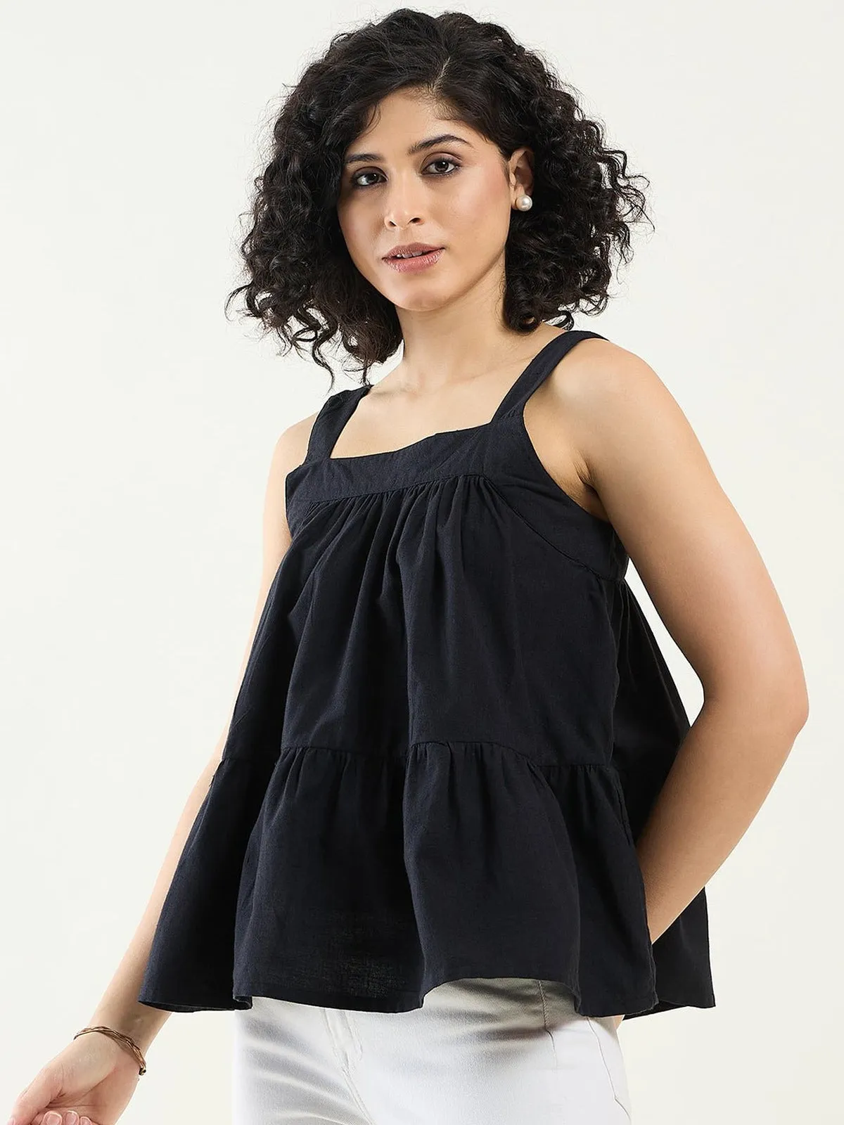 Pure Cotton Flared Tiered Top