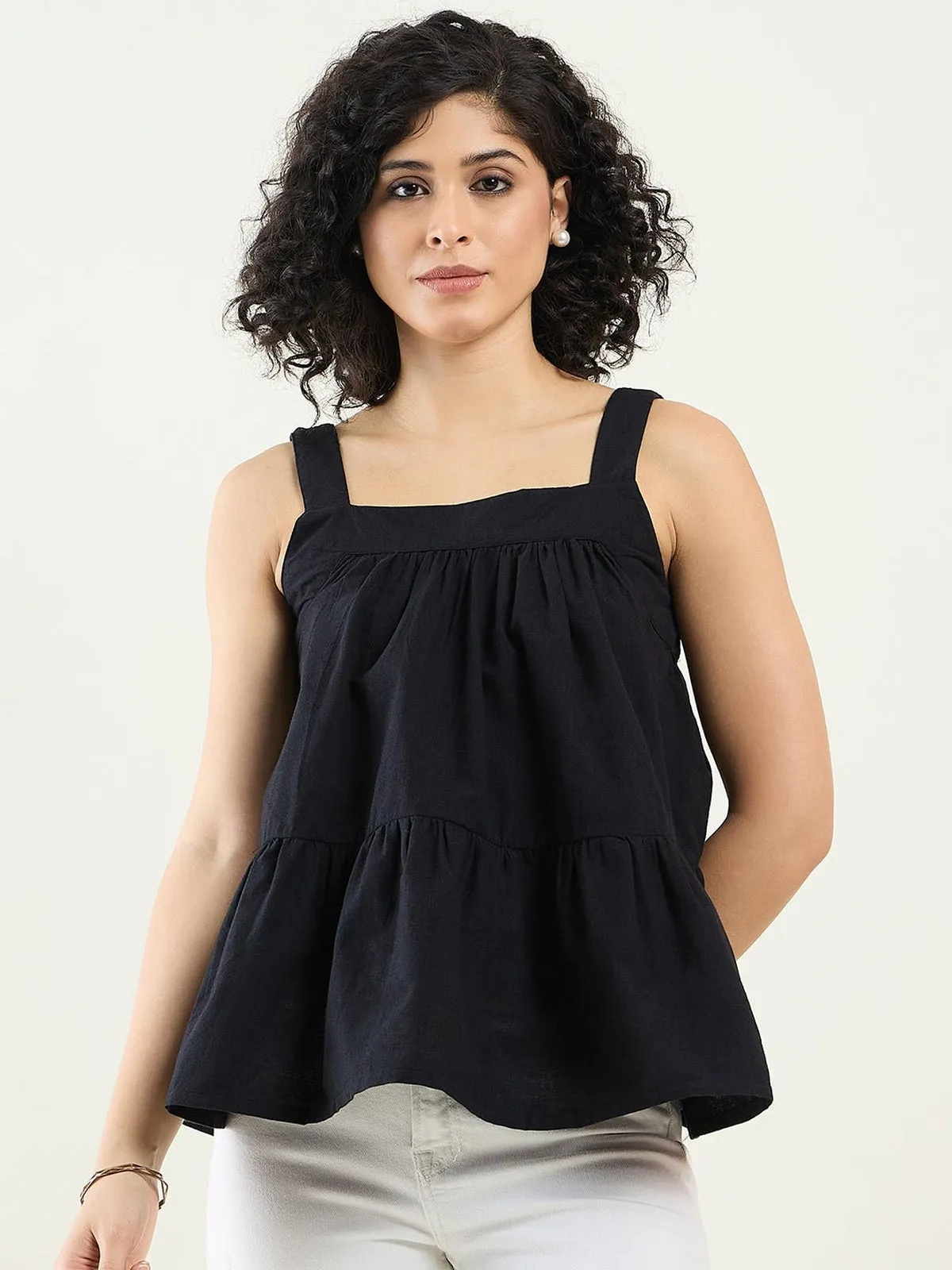 Pure Cotton Flared Tiered Top