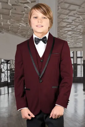 "Genova" Kids Burgundy Shawl Tuxedo (5-Piece Set)