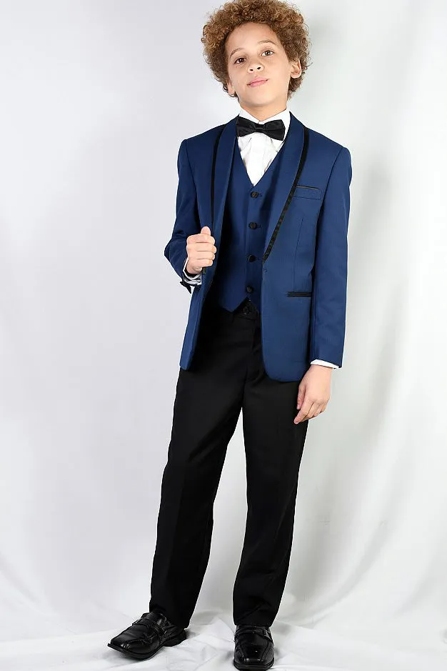 "Genova" Kids Sapphire Shawl Tuxedo (5-Piece Set)