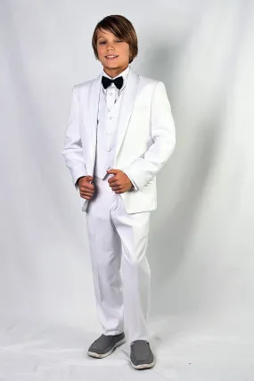 "Genova" Kids White Shawl Tuxedo (5-Piece Set)