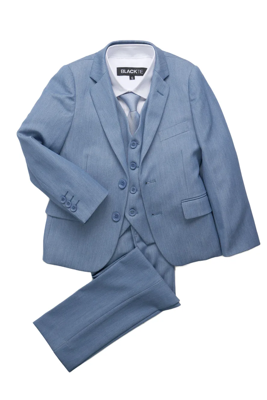 "Liam" Kids Denim Blue Suit (5-Piece Set)