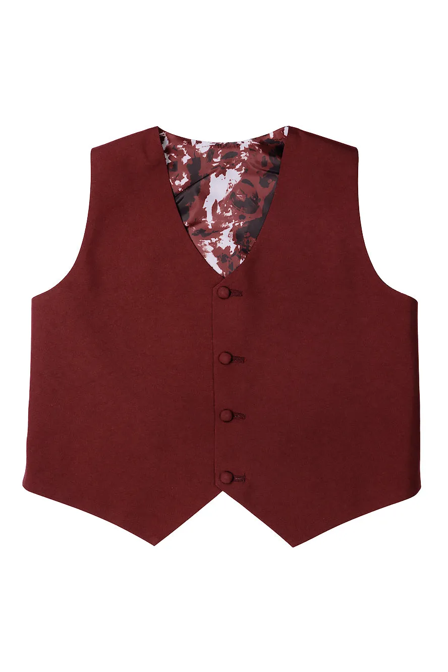 "Mason" Kids Burgundy Suit (5-Piece Set)