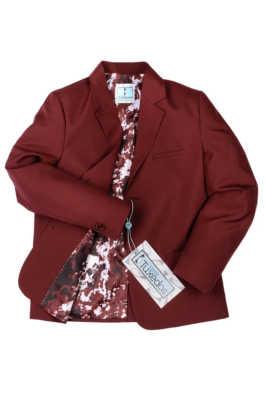 "Mason" Kids Burgundy Suit (5-Piece Set)