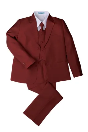 "Mason" Kids Burgundy Suit (5-Piece Set)