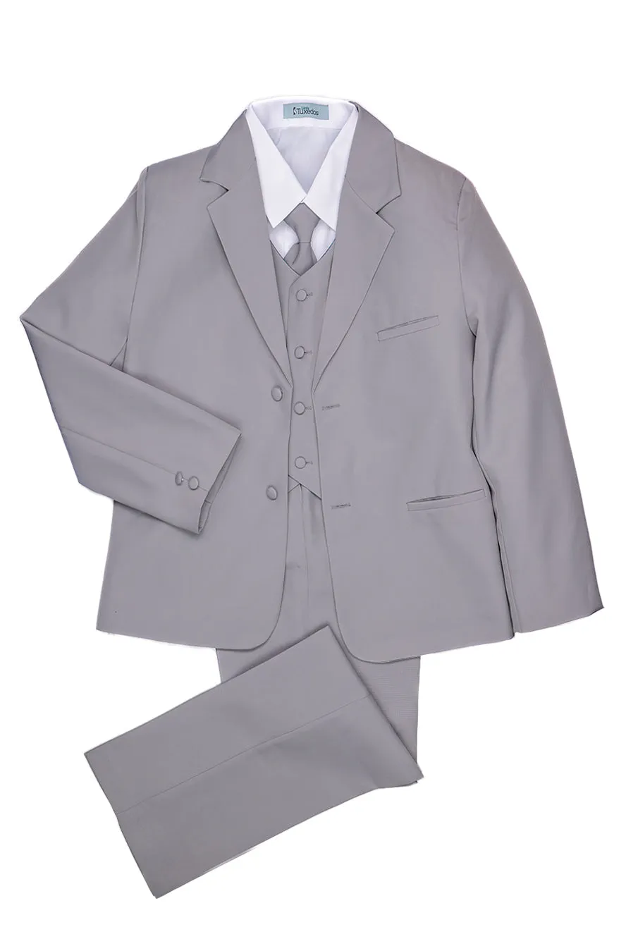 "Mason" Kids Light Grey Suit (5-Piece Set)