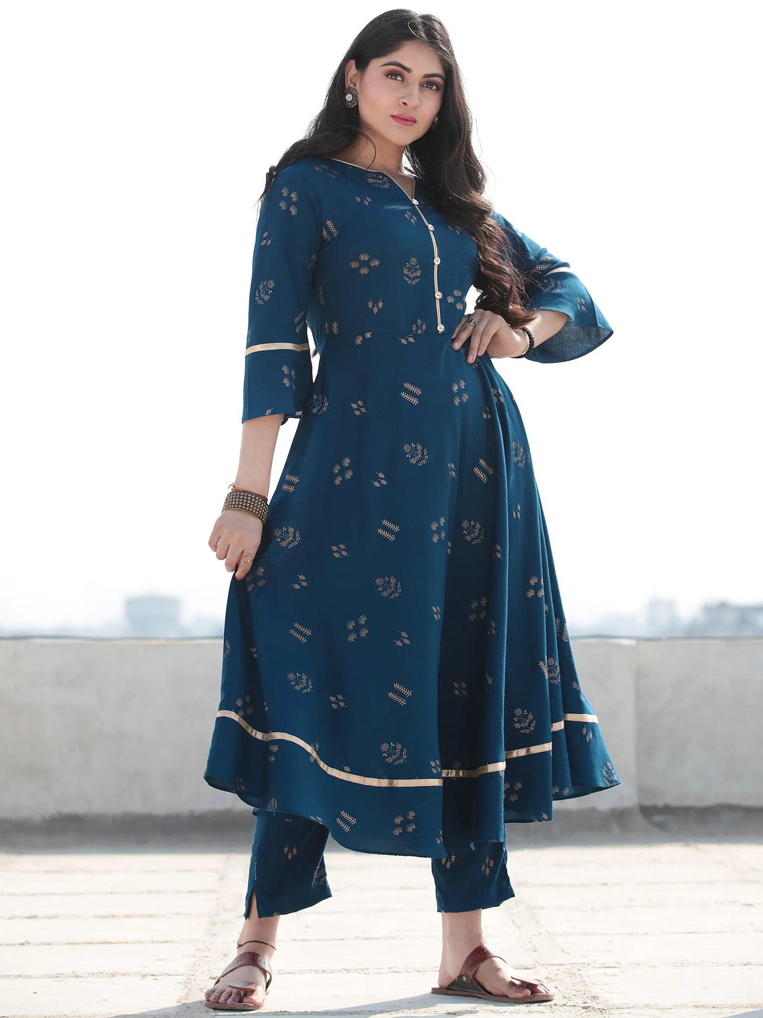 Raas Neelofar - Set of Flared Kurta & Pants  - KS80F2155