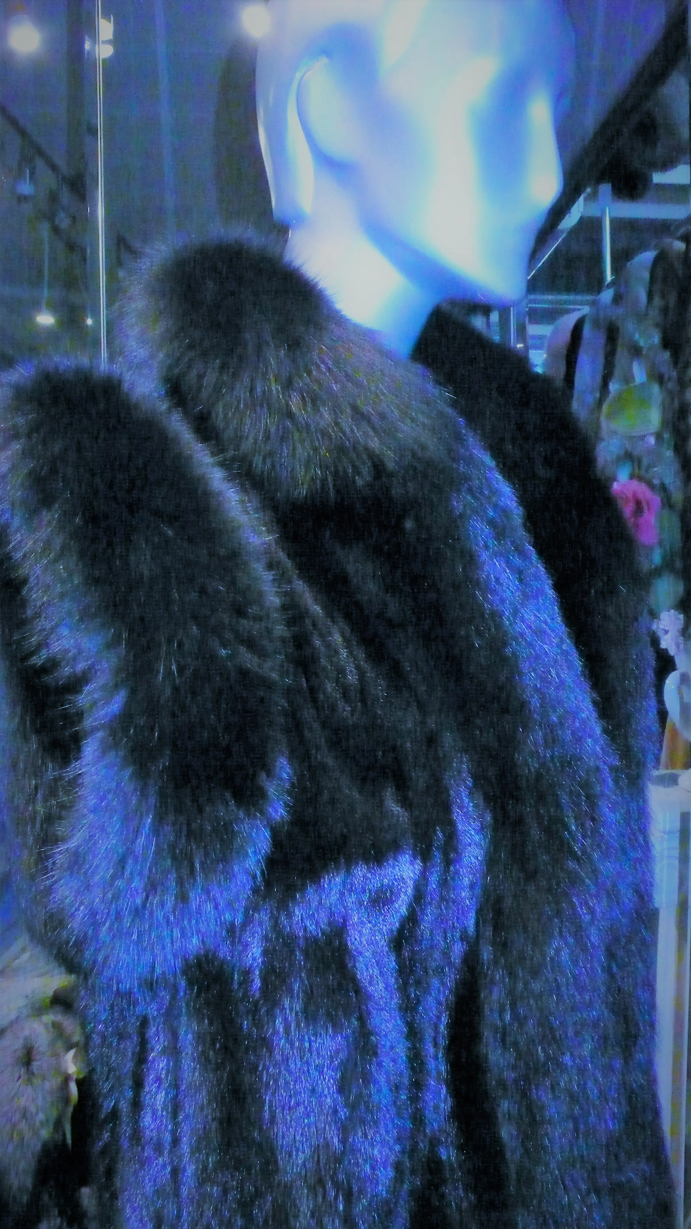 Ranch Mink Fur Long Vest with Black Fox Fur Tuxedo and Trim