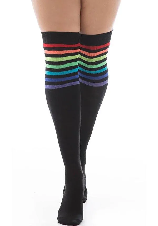 Referee [Black/Rainbow] | OVER THE KNEE SOCKS