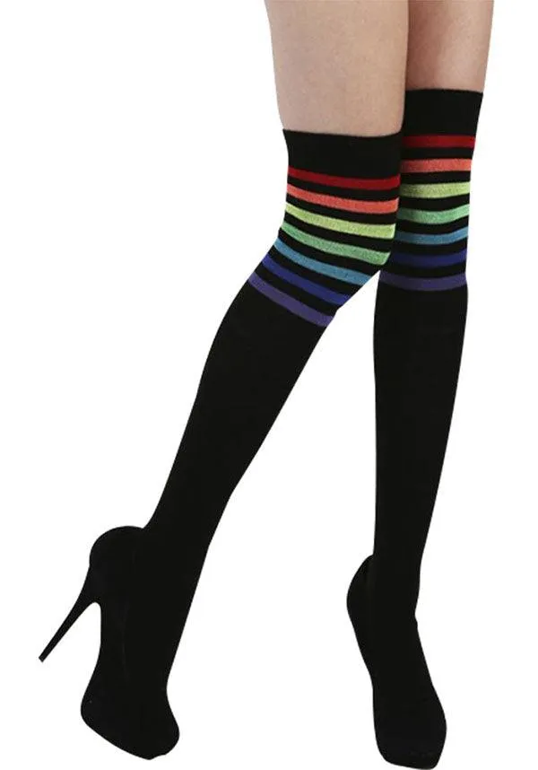 Referee [Black/Rainbow] | OVER THE KNEE SOCKS