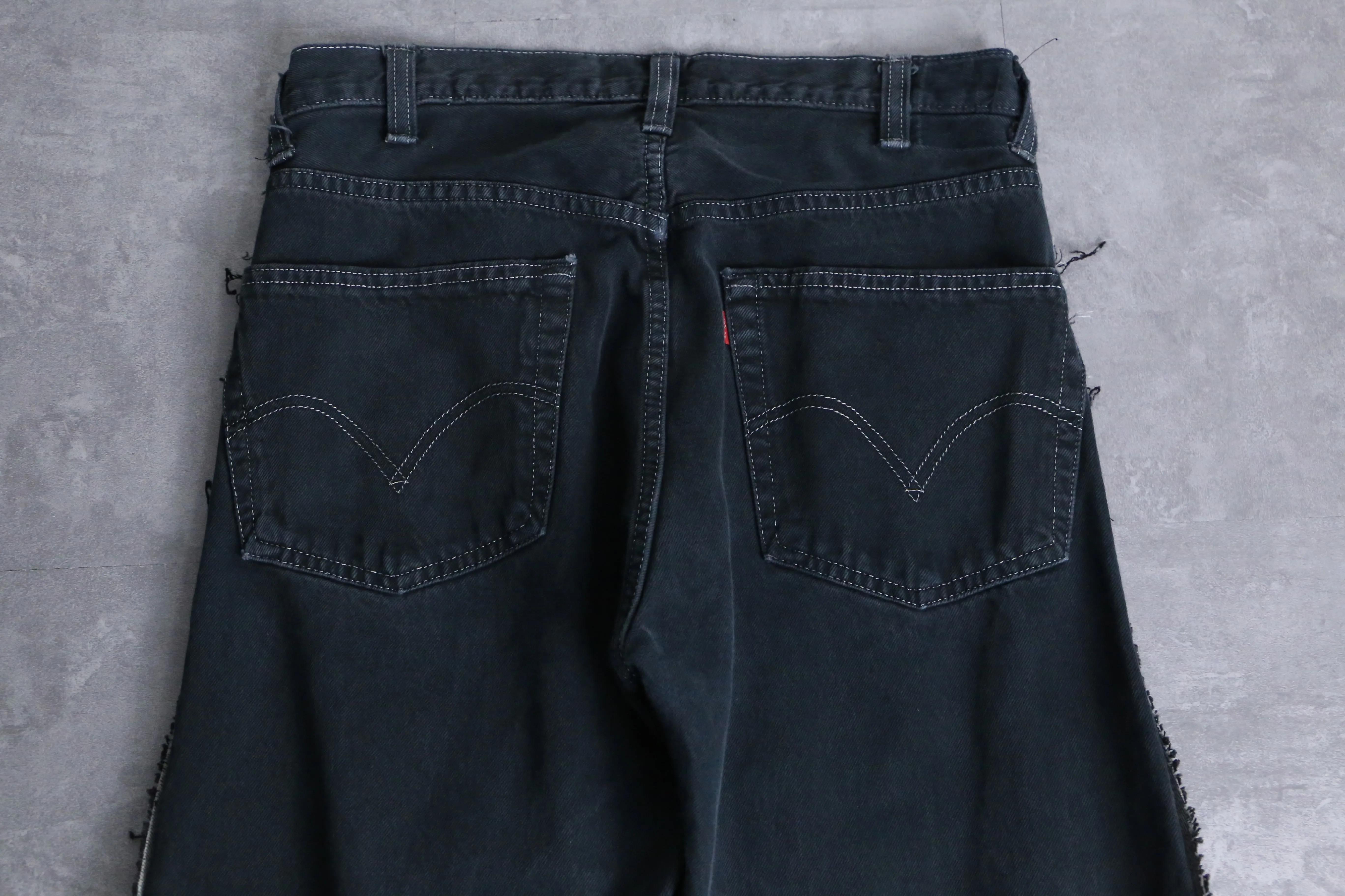 “Re:make” black color docking flare denim pants