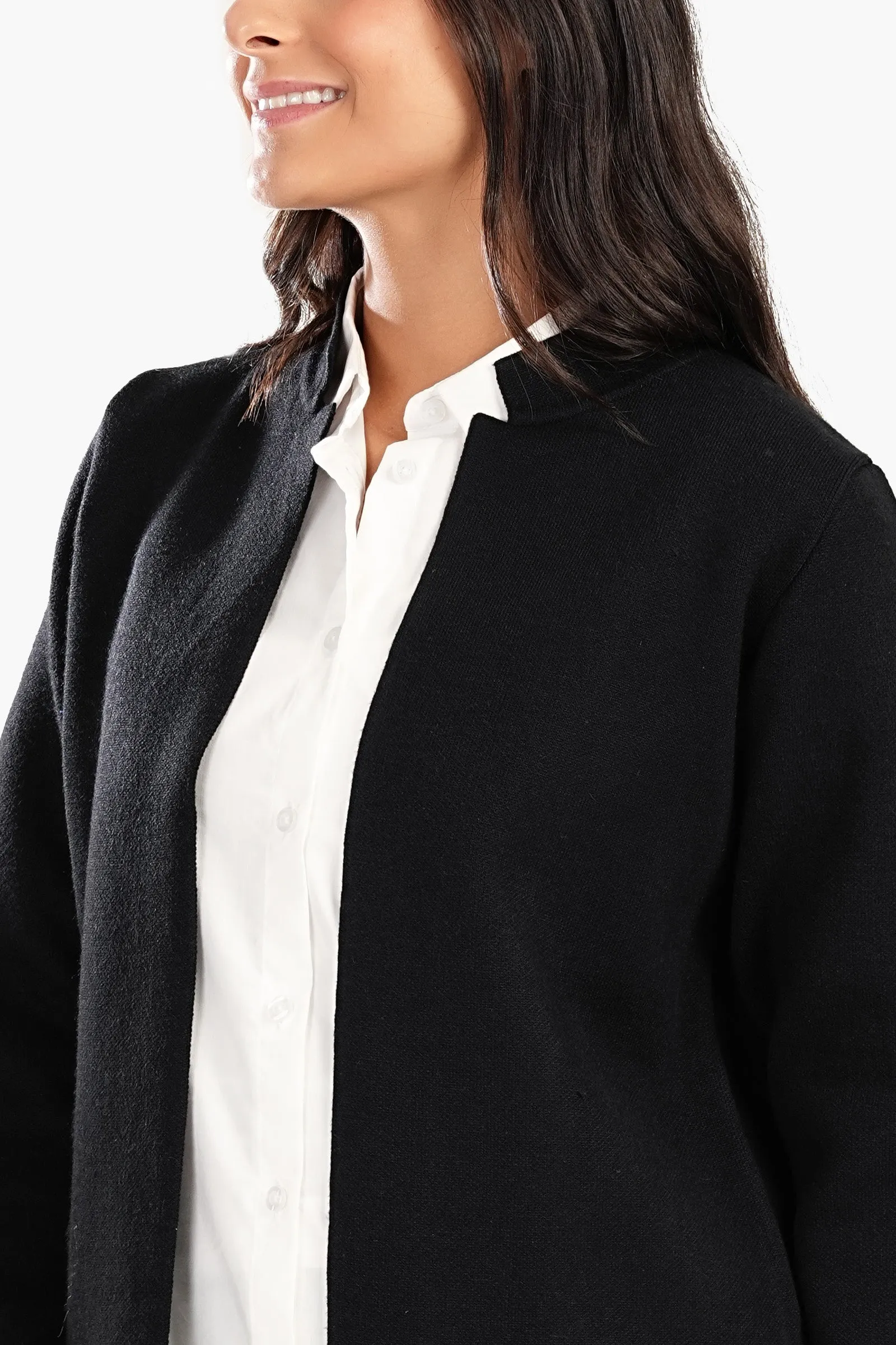 Reverse Collar Open Front Jacket