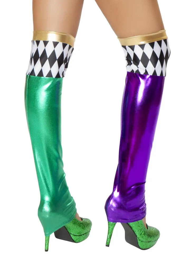 Roma Green/Purple Jester Leggings  - Costume Accessory