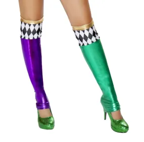 Roma Green/Purple Jester Leggings  - Costume Accessory