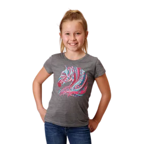 Roper Girl's Knit Poly Rayon Grey T-shirt