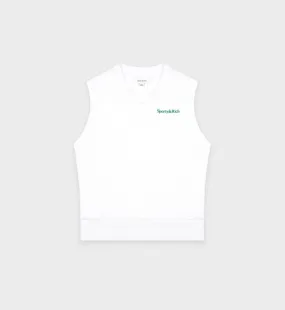 Serif Logo Terry Vest - White/Verde