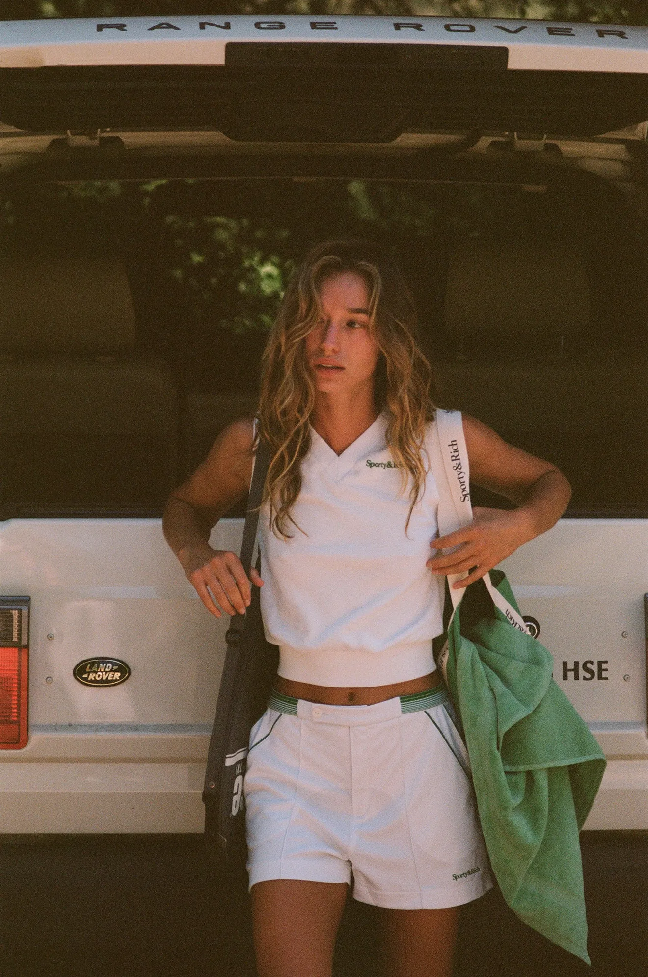 Serif Logo Terry Vest - White/Verde