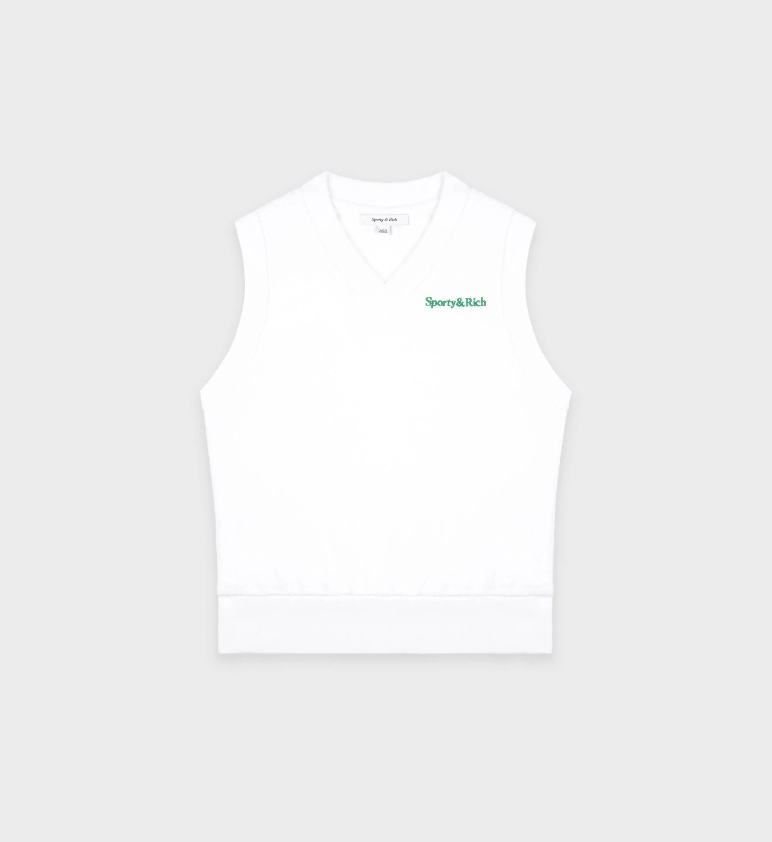 Serif Logo Terry Vest - White/Verde