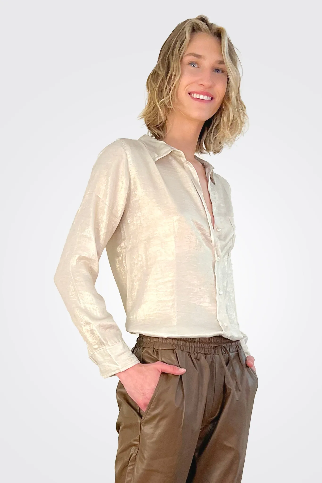 Siena Shimmer Shirt - Ivory