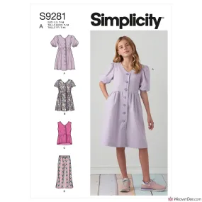 Simplicity Pattern S9281 Girls' Dresses, Top & Pants