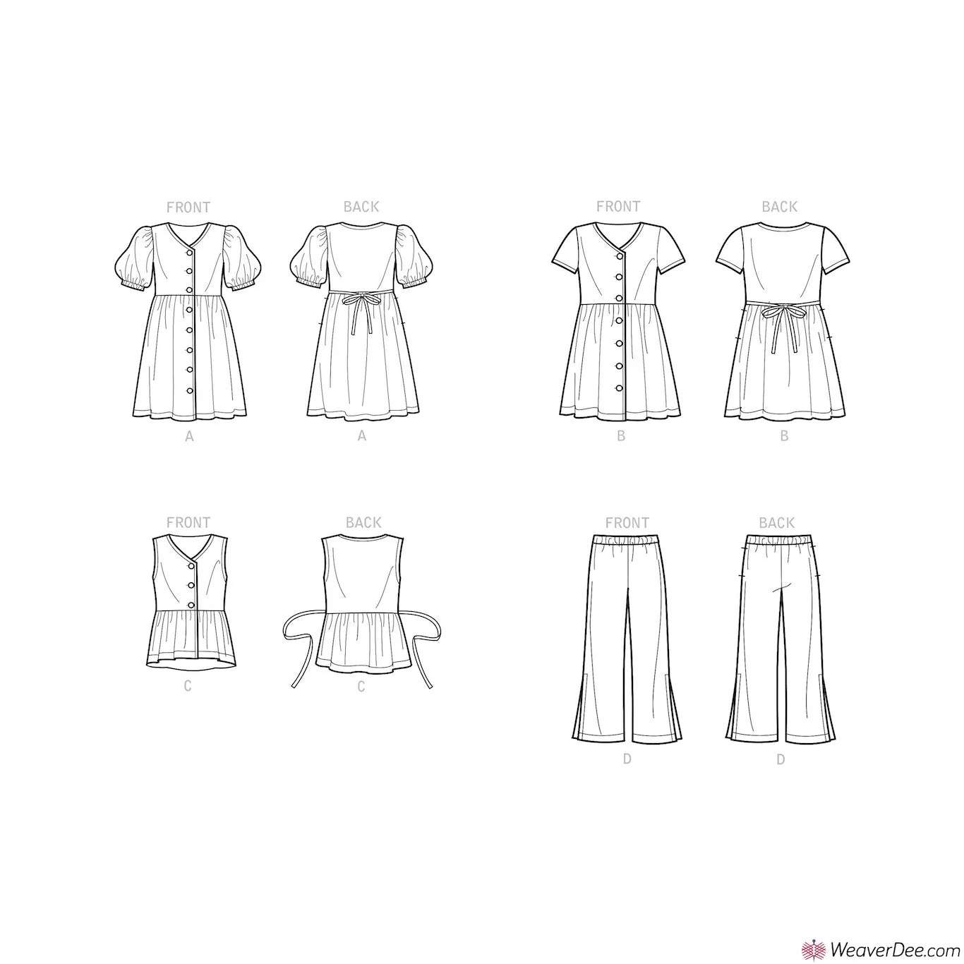 Simplicity Pattern S9281 Girls' Dresses, Top & Pants