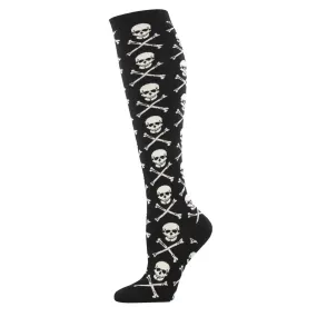 Skull And Crossbones (Black) Women's Knee Highs