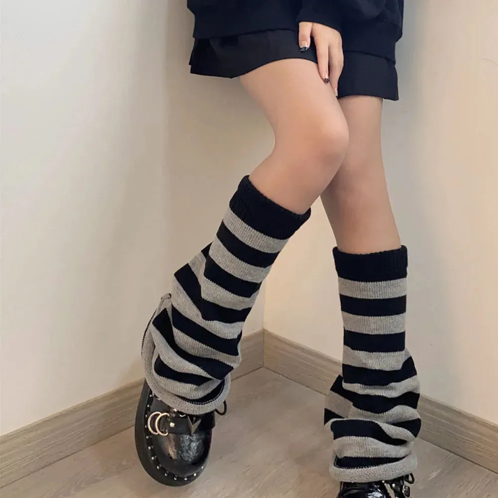 Sohiwoo Japanese Star Leg Warmers Socks Striped JK Boot Cuffs Lolita Socks Harajuku Knit Sock Sets Thigh Garter y2k hot girl Accessories