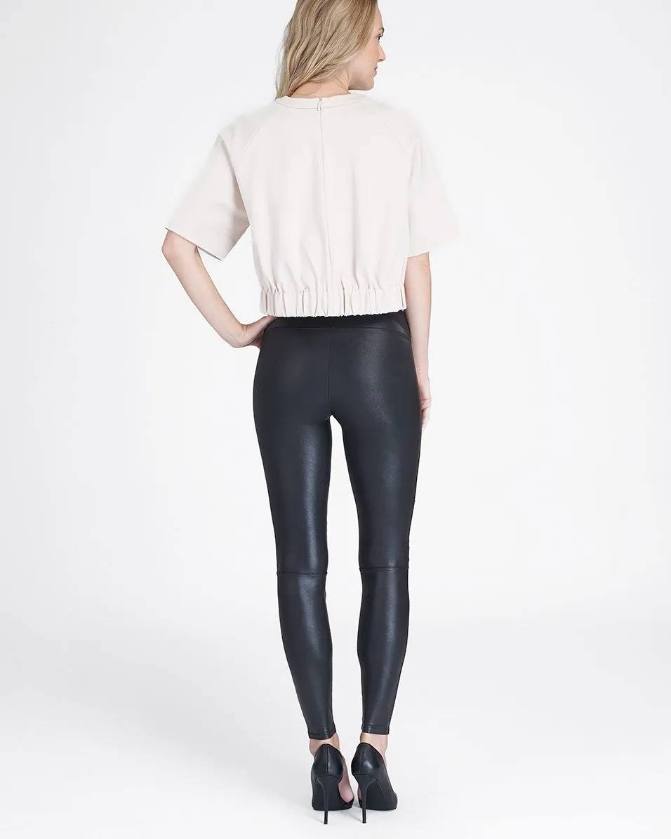 Spanx - Faux Leather Hip Zip Leggings in Very Black