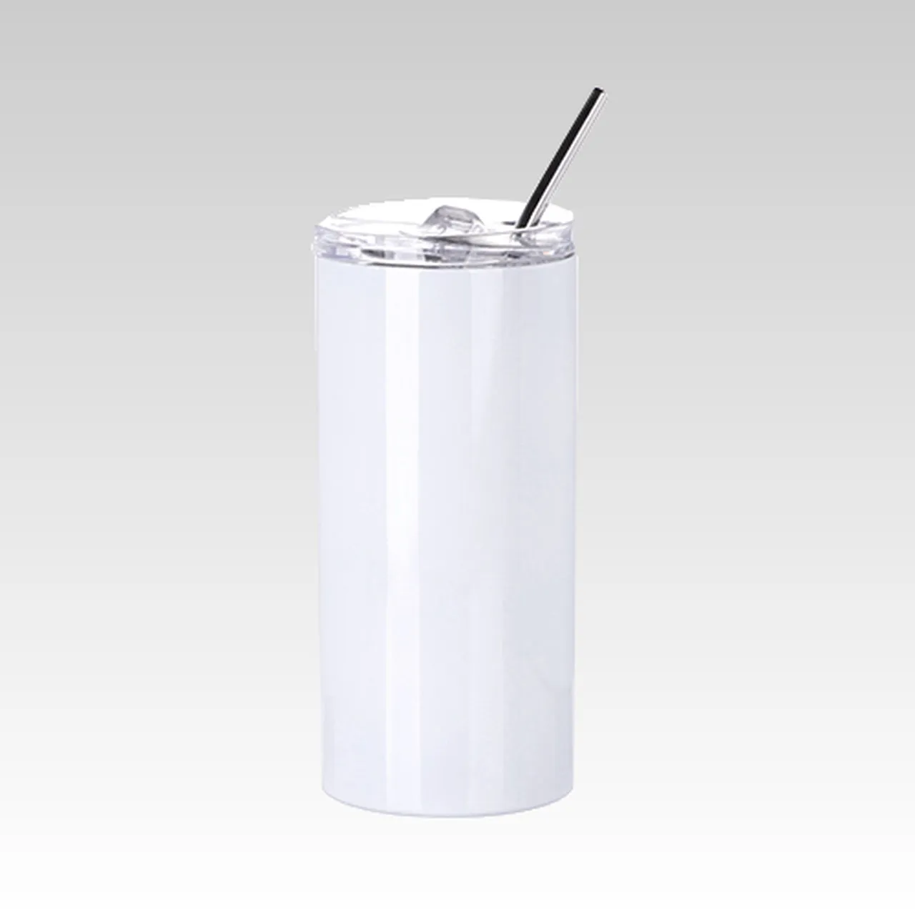 Stainless Steel Skinny Tumbler with Straw 16 oz