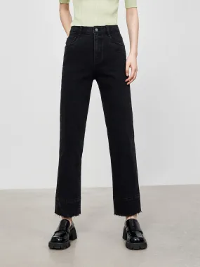 Straight Frayed Cotton Jeans