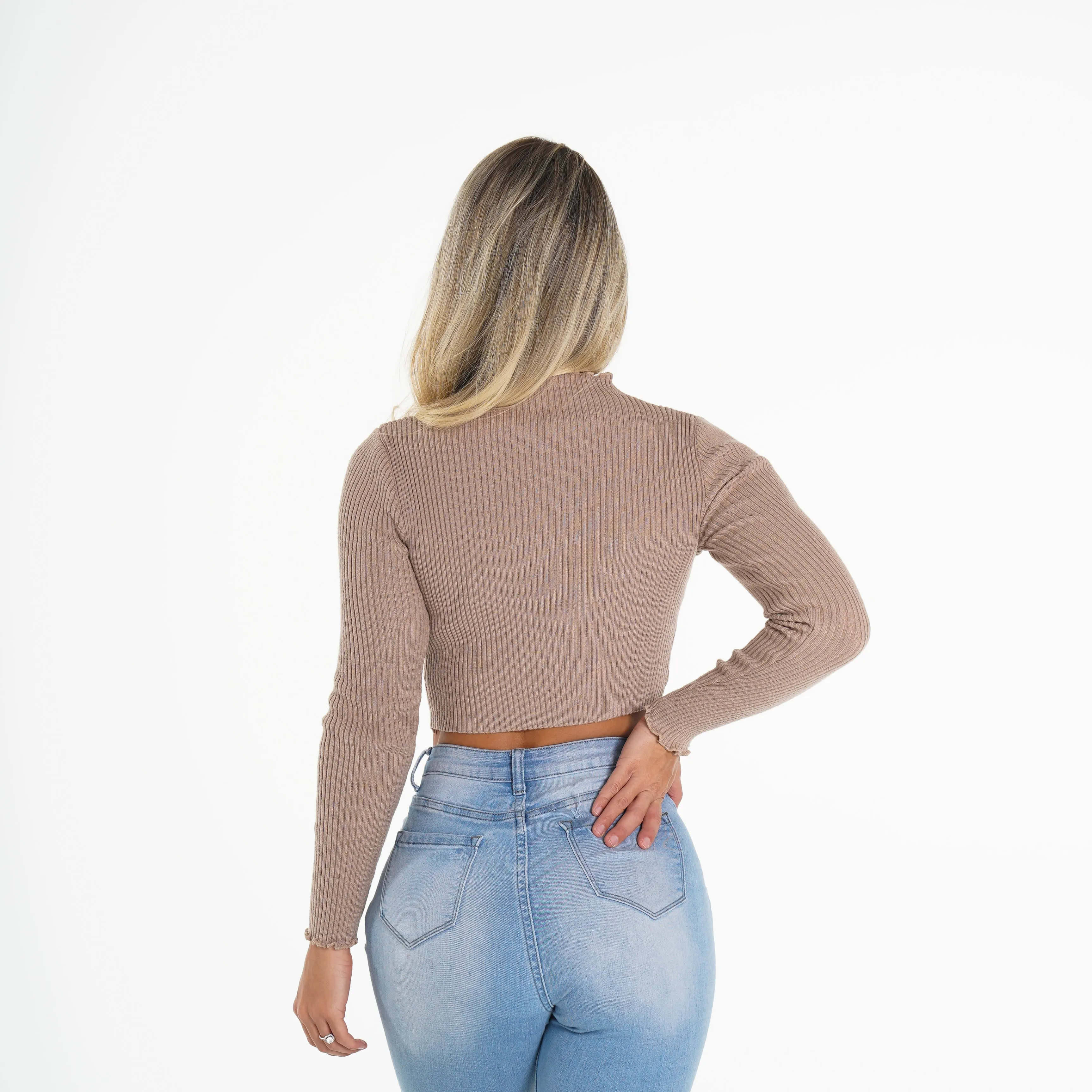 Suede Ribbed Mock Turtle Neck