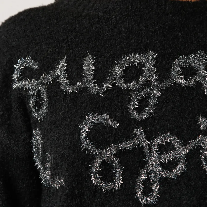 Sugar & Spice Tinsel Embroidered Knit Sweater