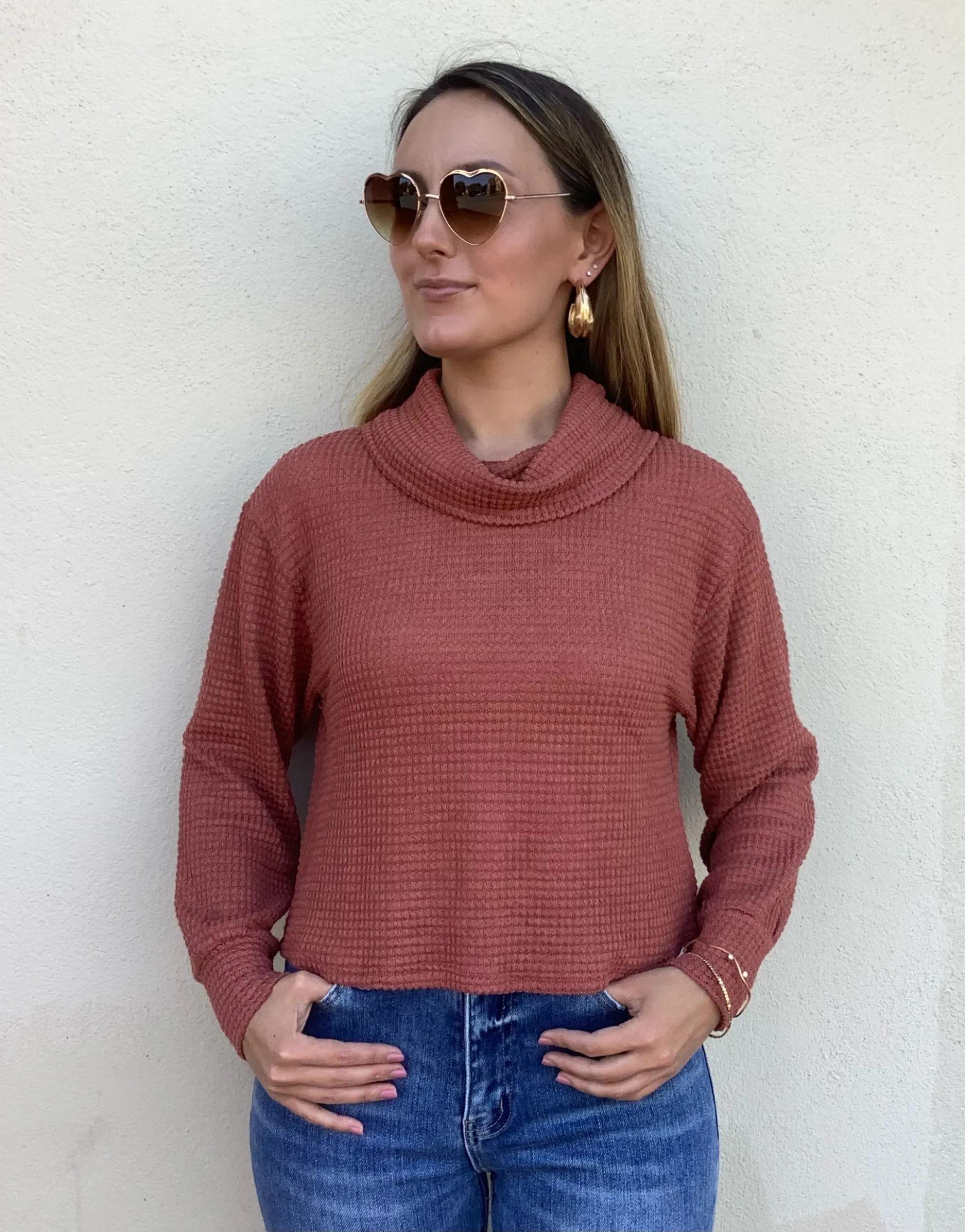 Terracotta Waffle-knit Top