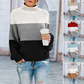 Thick Line Colorblock Turtleneck Sweater