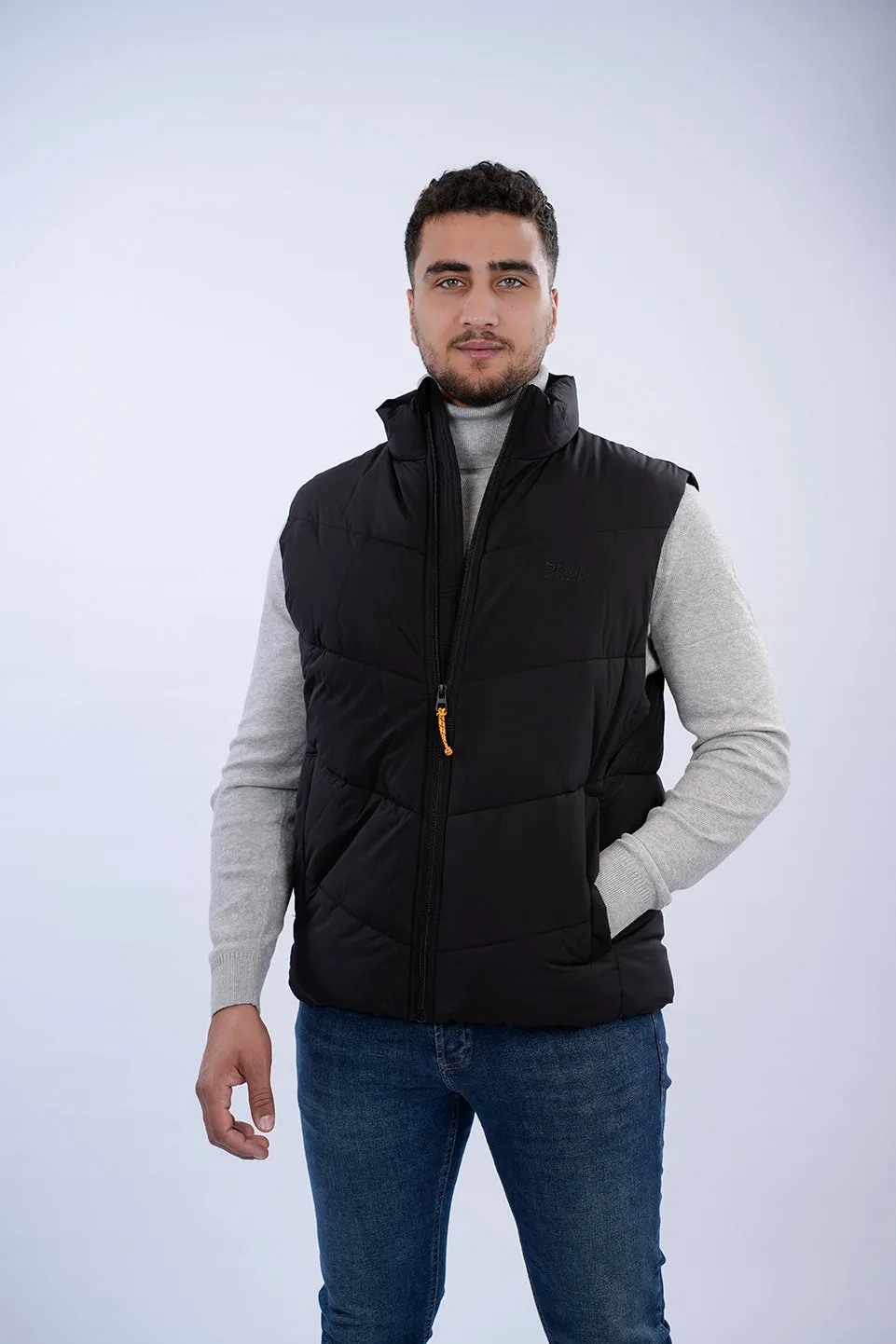 Tom Tailor Black Puffer Vest With A Logo