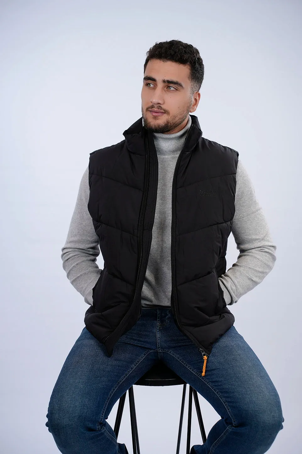 Tom Tailor Black Puffer Vest With A Logo