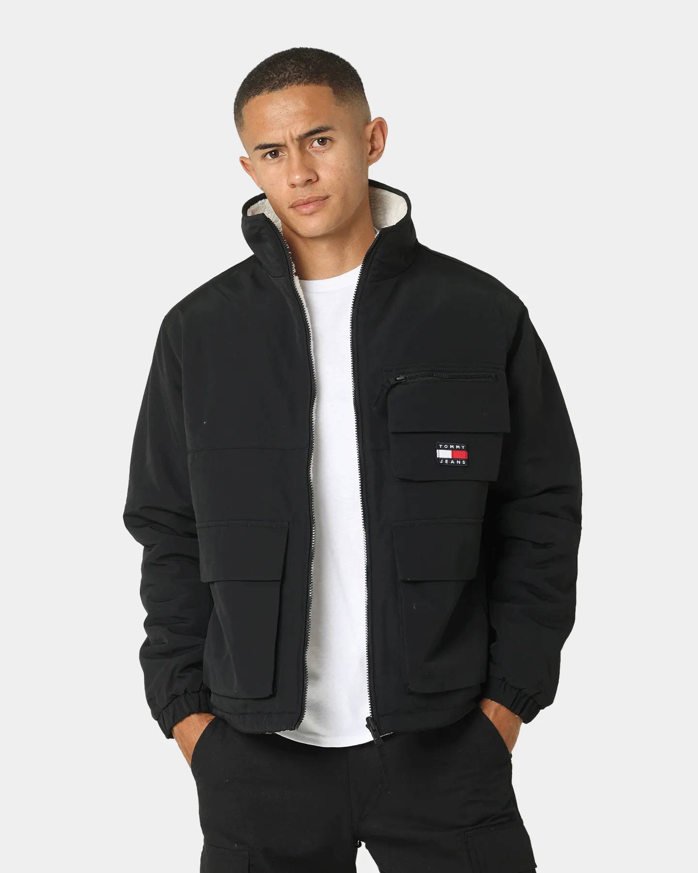 Tommy Jeans Reversible Sherpa Jacket Black