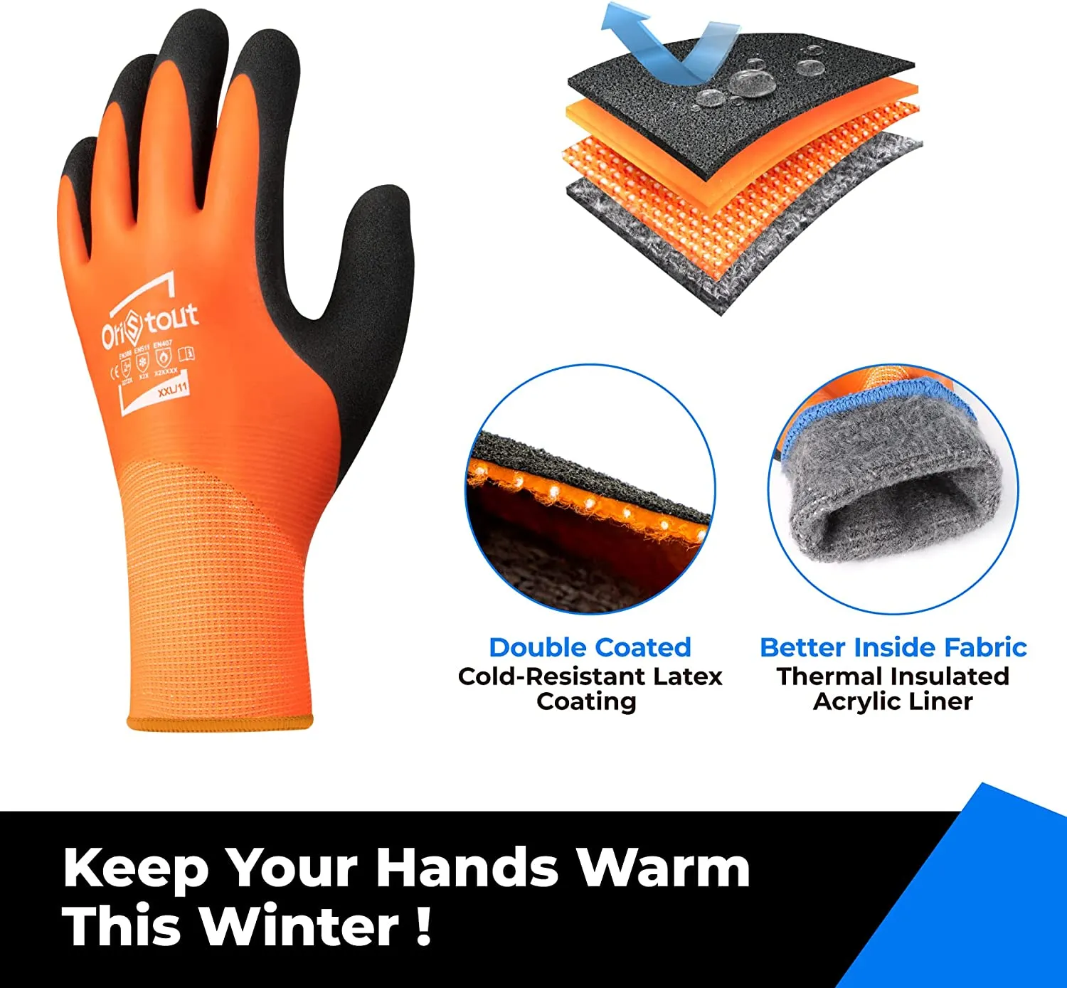 toolant Winter Gloves, 100% Waterproof, Gloves for Outdoor in Cold Weather