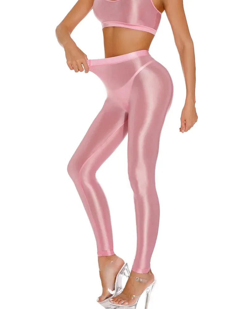 Trendy Oil Glossy High Waist Leggings