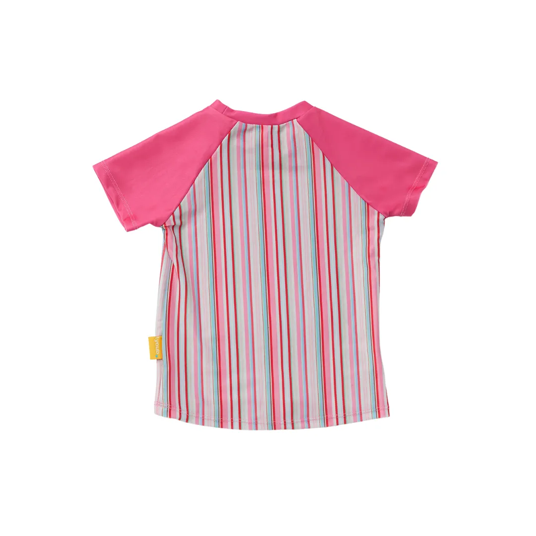 Tyoub Kids Short Sleeve Rash Guard Gelato Stripe | Pink